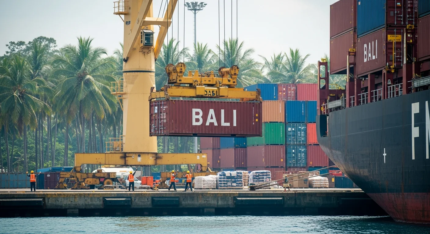 Gantry cranes working containers at a port terminal